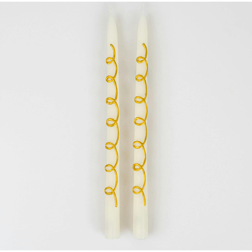 Gold Swirl Taper Candles