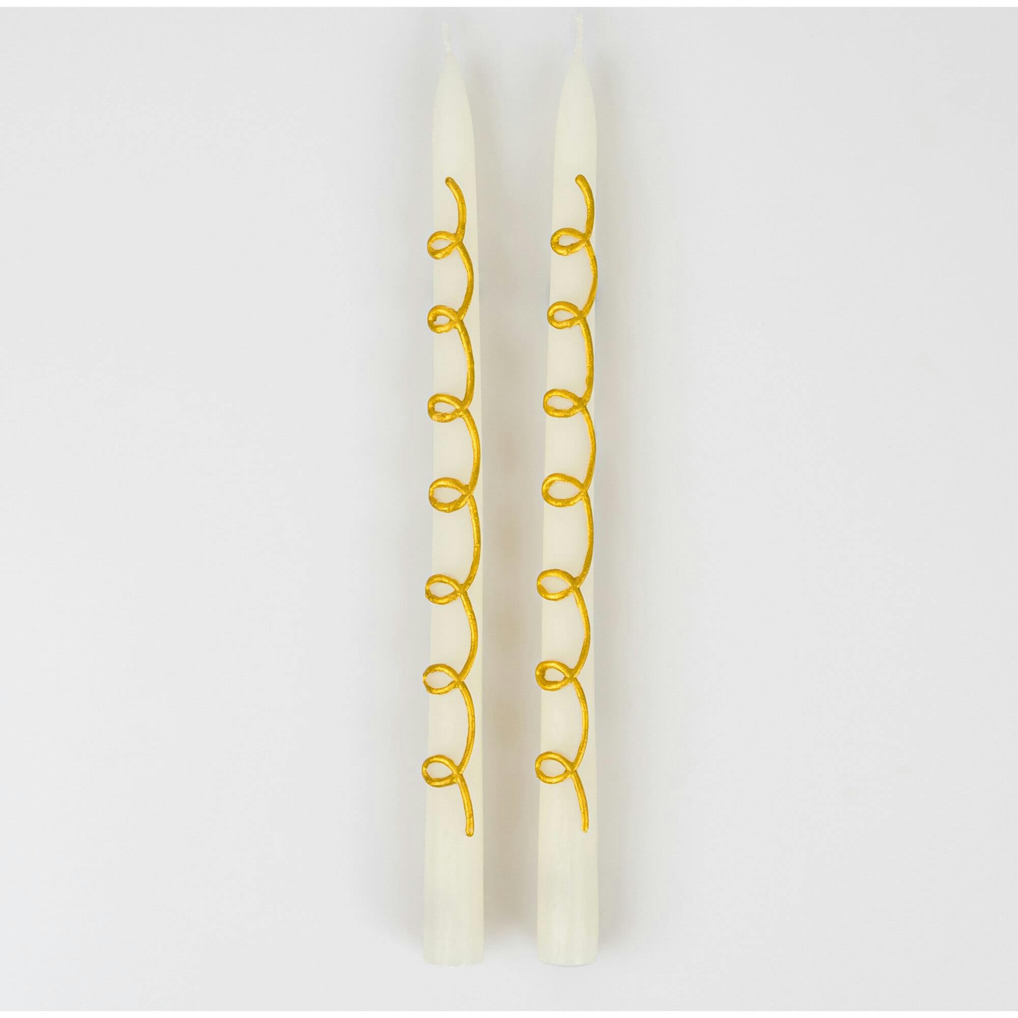 Gold Swirl Taper Candles