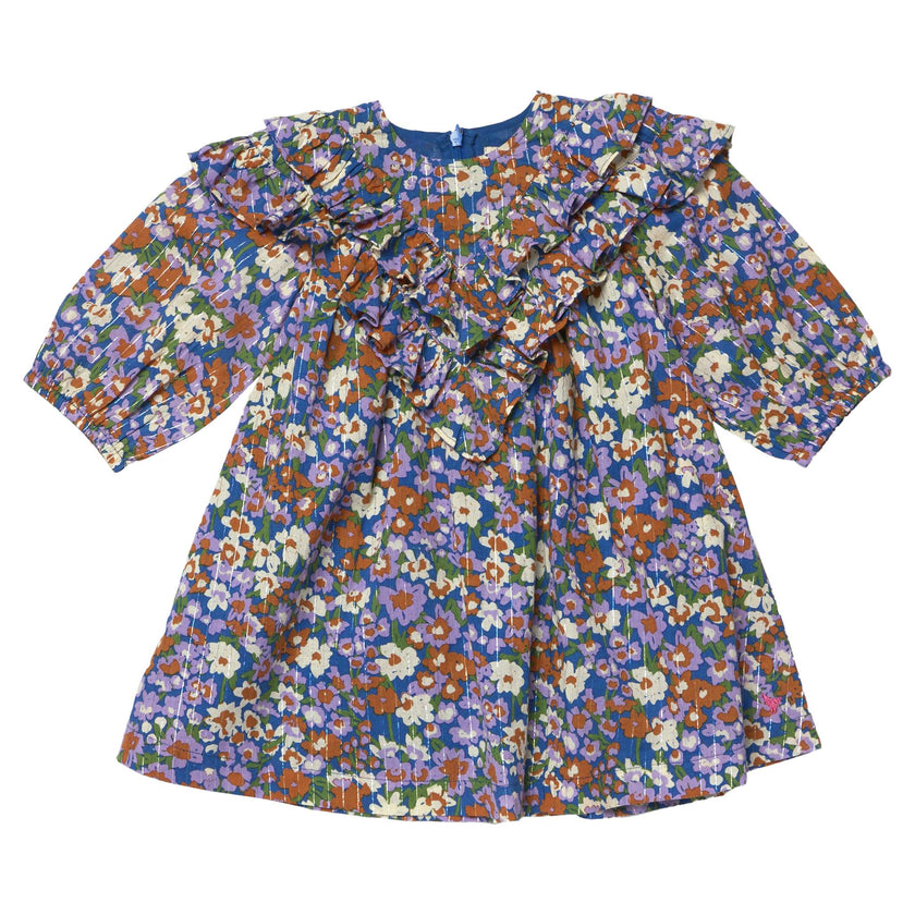 Girls Everly Dress - True Blue Sketched Floral