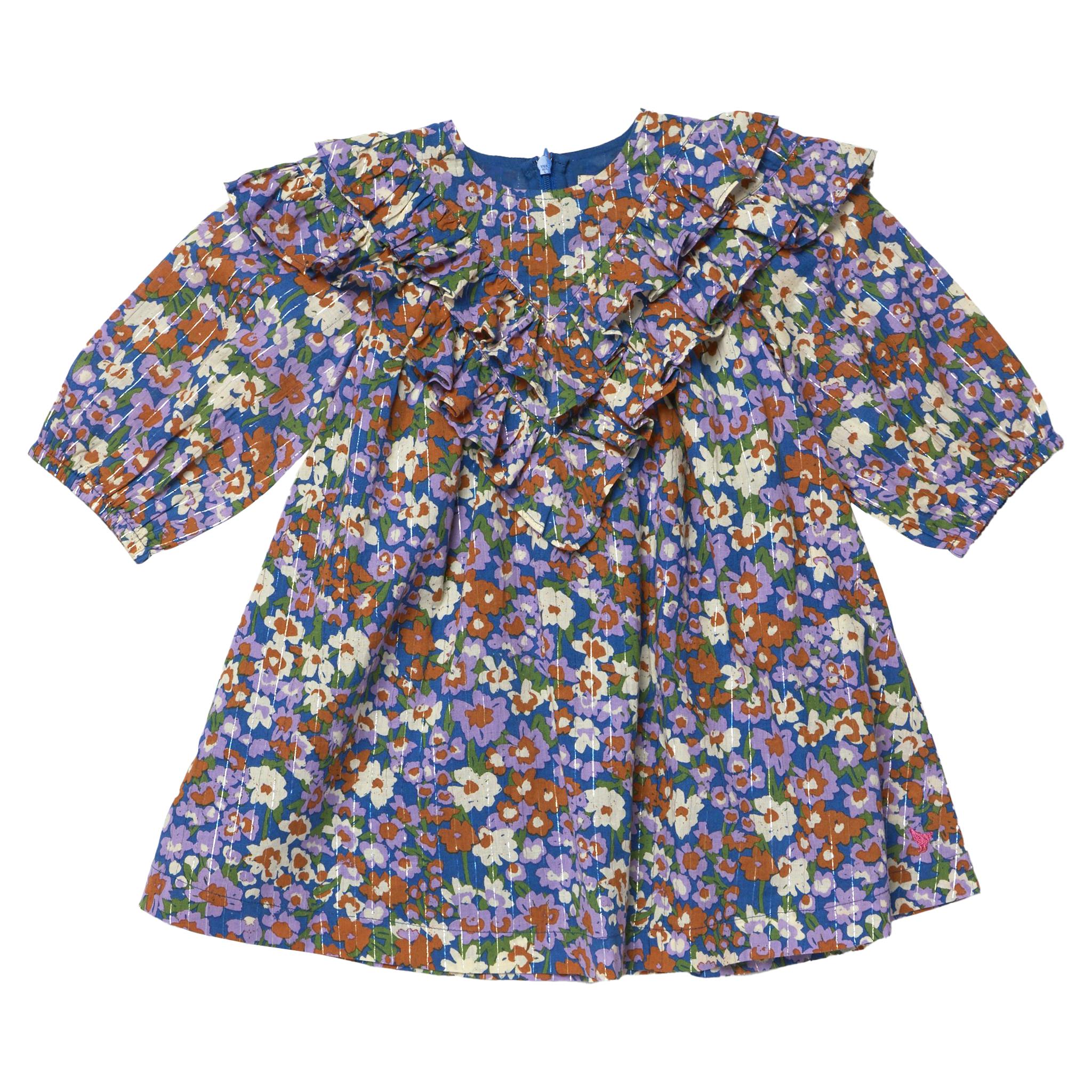 Girls Everly Dress - True Blue Sketched Floral
