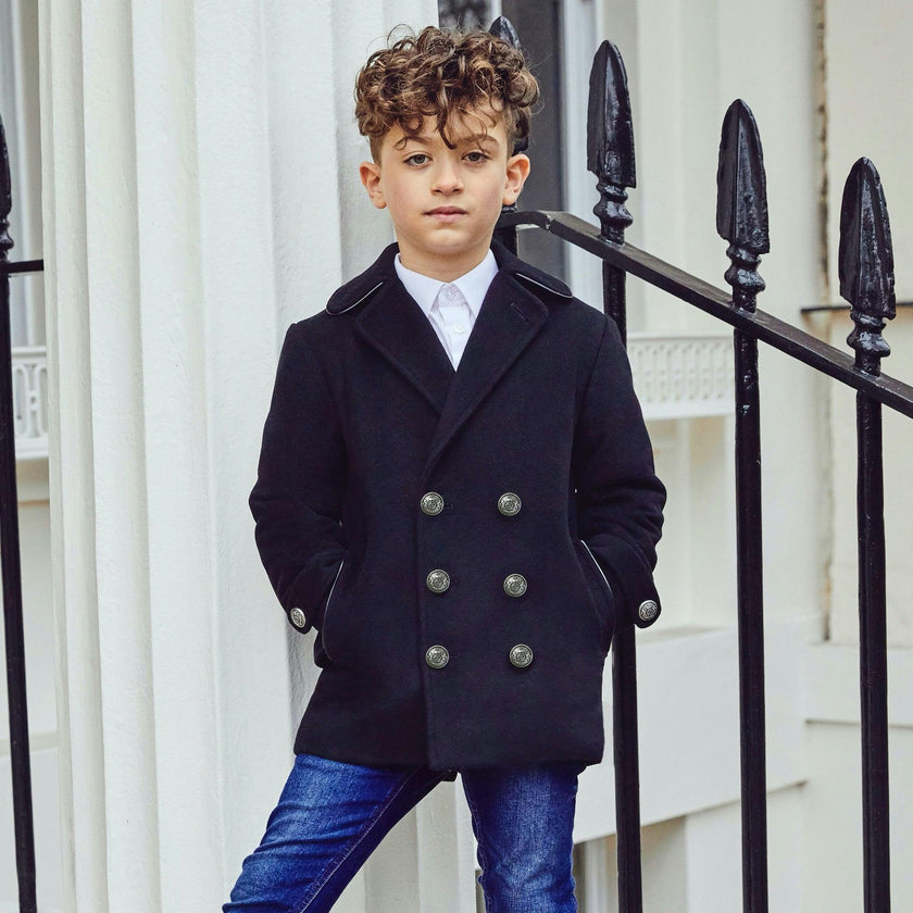 Lambeth Cashmere Reefer Coat - Ink Blue