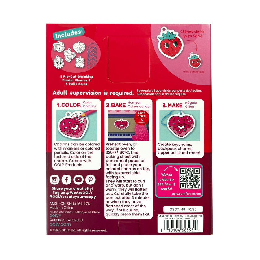 Shrink-Its! Mini DIY Shrink Art Kit - Hugs & Kisses - 5 Charms