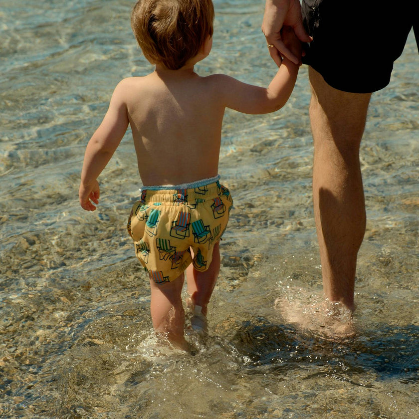 Retro Beach Chair Swim Trunks