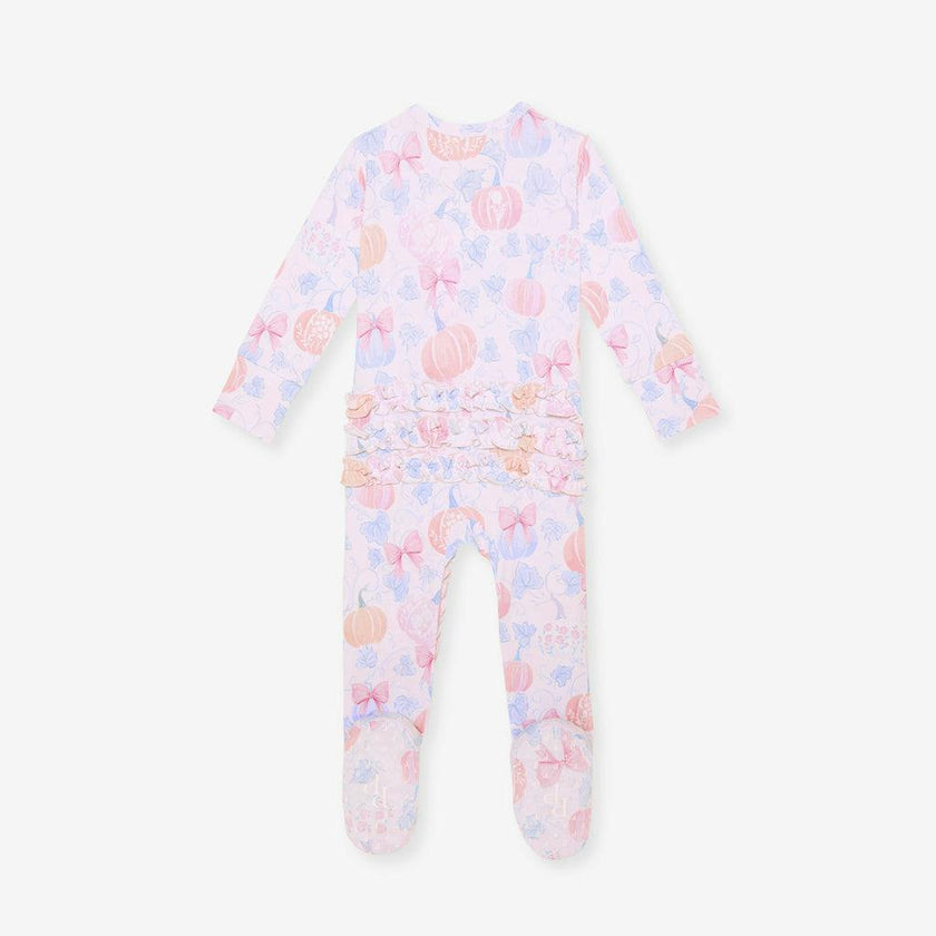 Posh Pumpkins Footie Ruffled Zippered One Piece