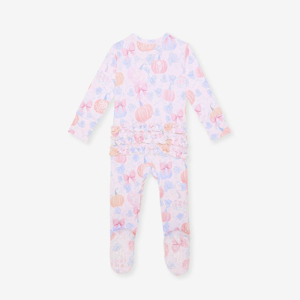 Posh Pumpkins Footie Ruffled Zippered One Piece
