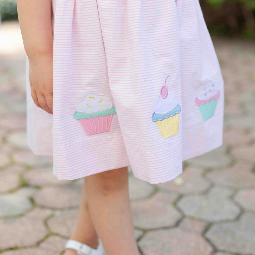 Seersucker Dress with Cupcakes