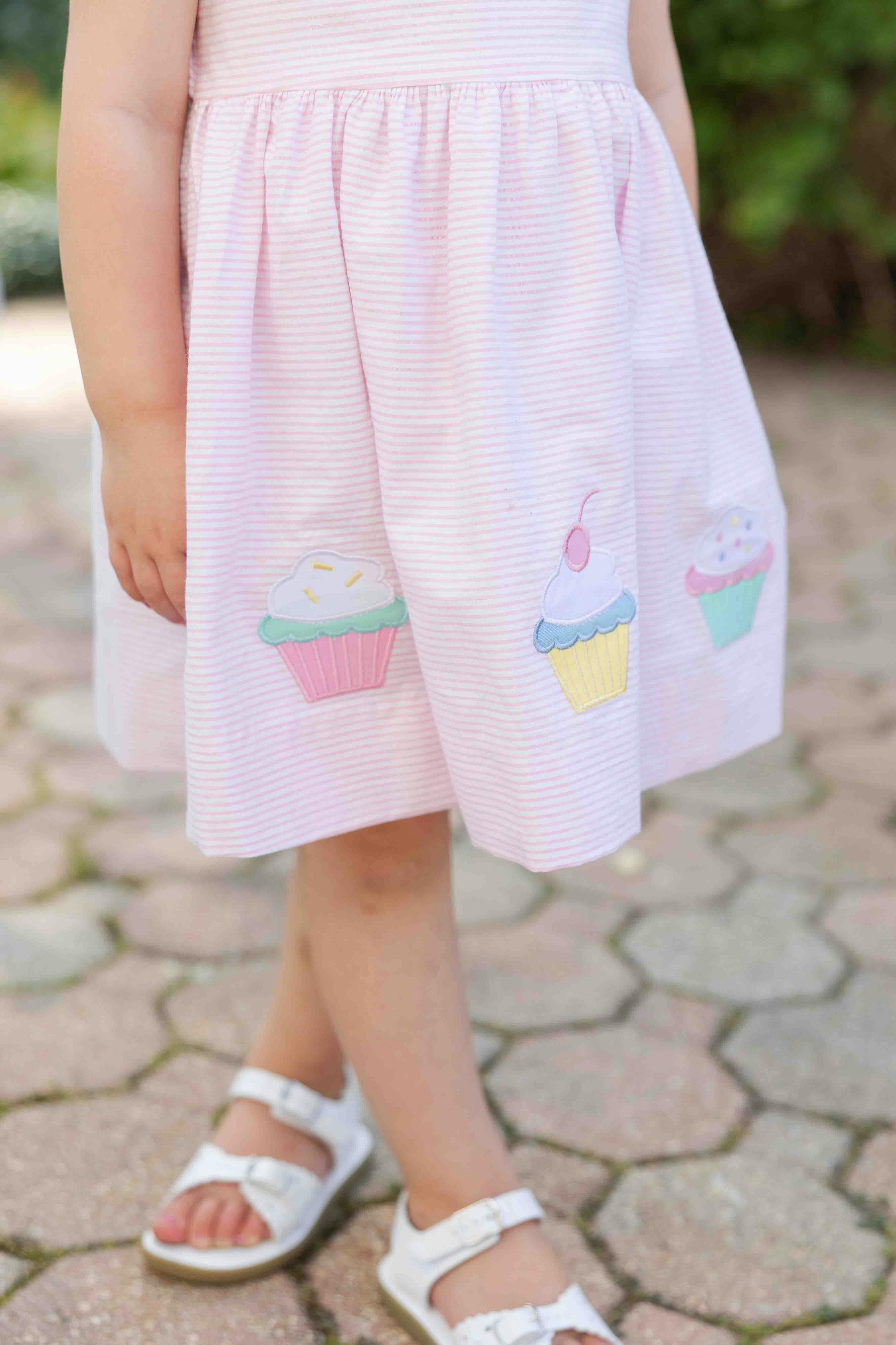 Seersucker Dress with Cupcakes