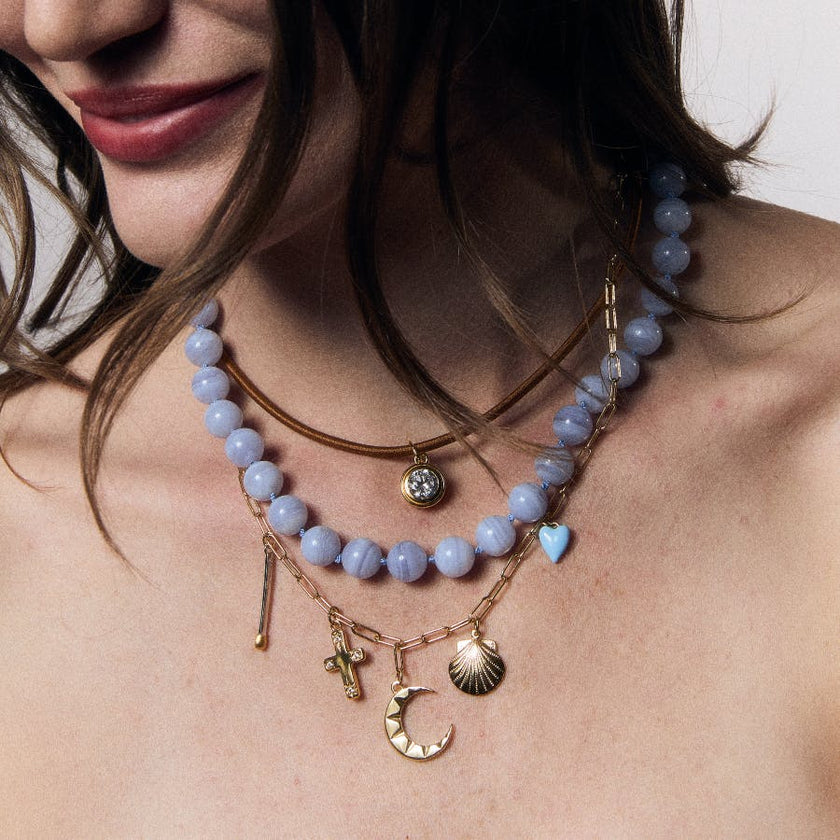 Blue Lace Agate Knotted Gemstone Necklace