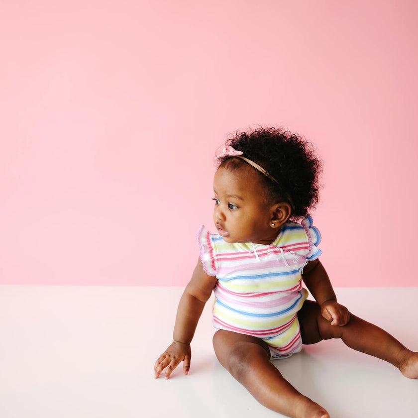 Rainbow Stripe Onesie with Bows