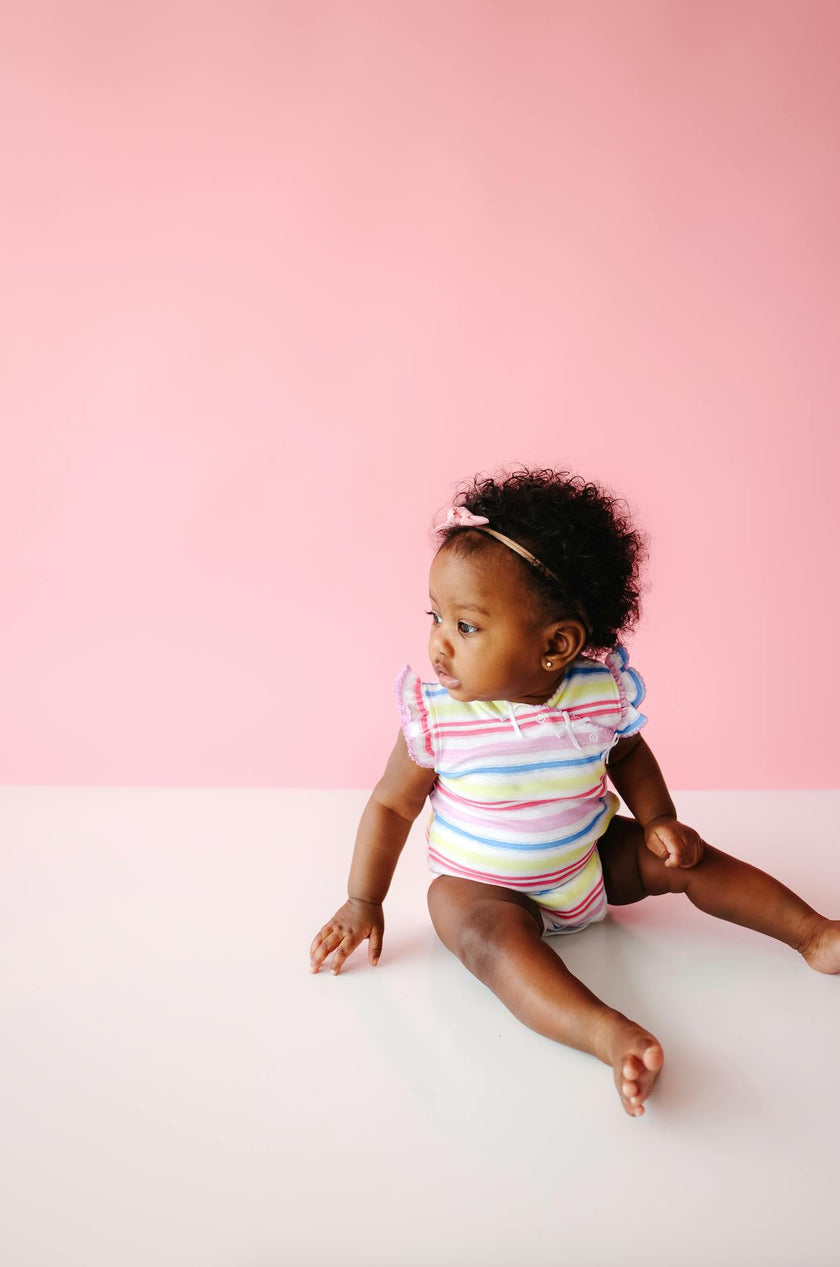 Rainbow Stripe Onesie with Bows