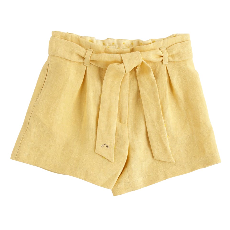 Belt-Tie Linen Shorts