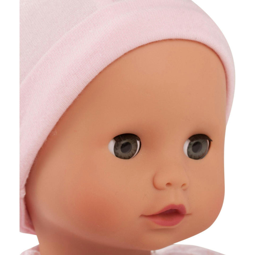 Muffin to Dress 13" Soft Body Baby Girl Doll with Blue Sleeping Eyes and Pink Cap