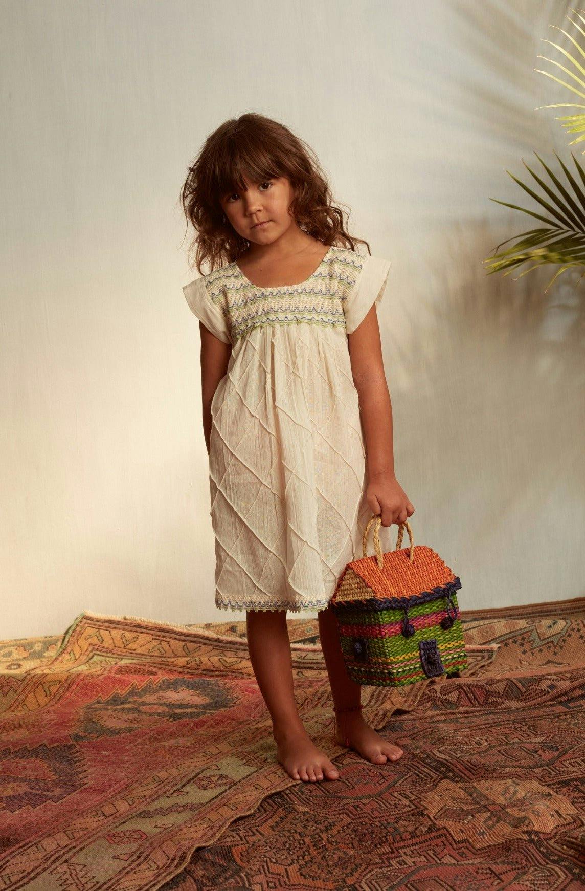 Natural Scalloped Dress