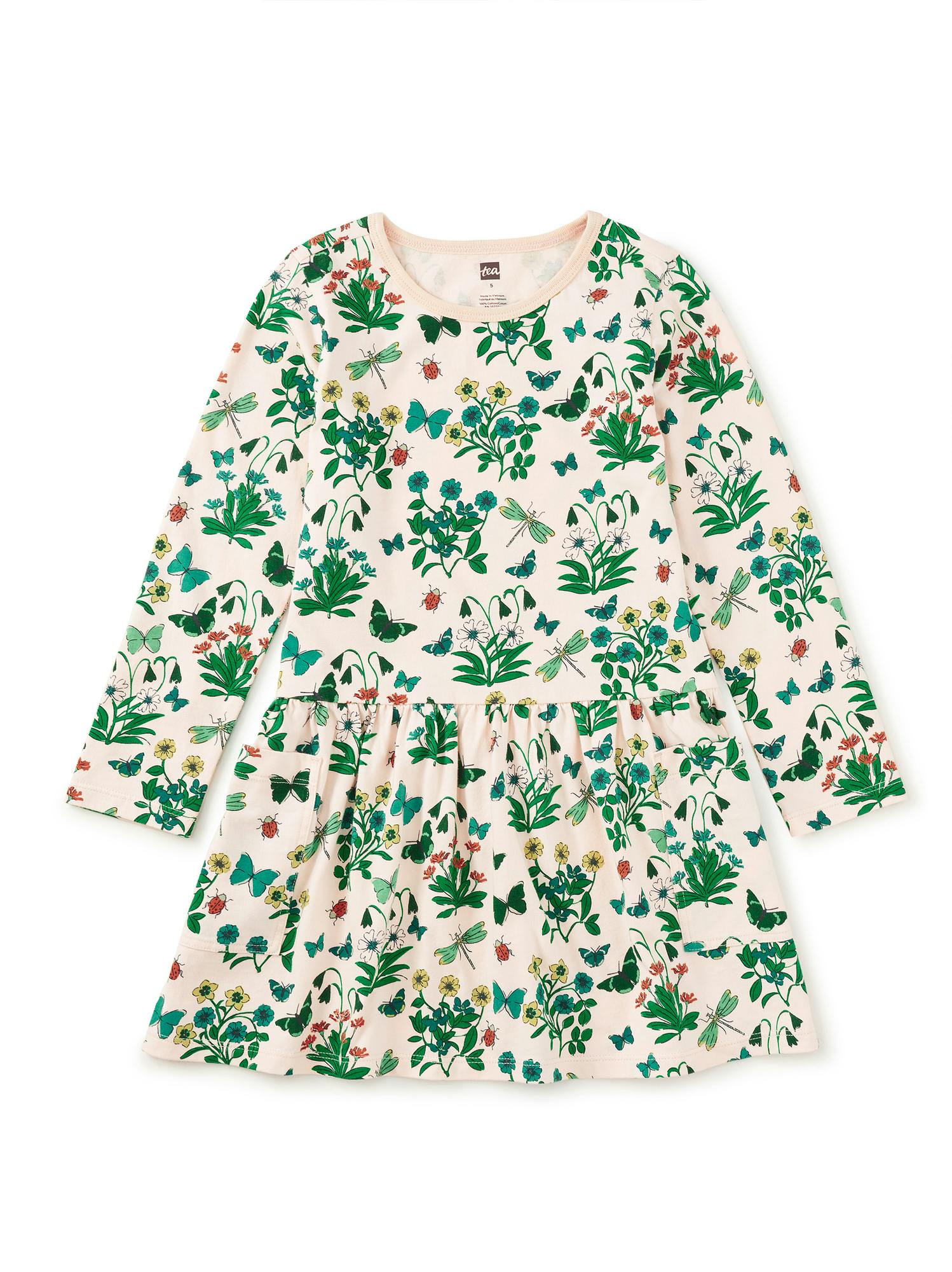 Long Sleeve Pocket Dress, Garden Expedition
