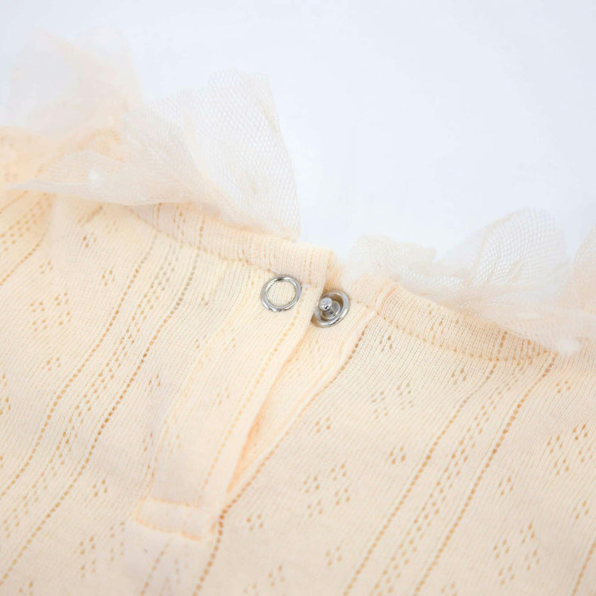 Pointelle Dotted Mesh Collar Two Piece Set