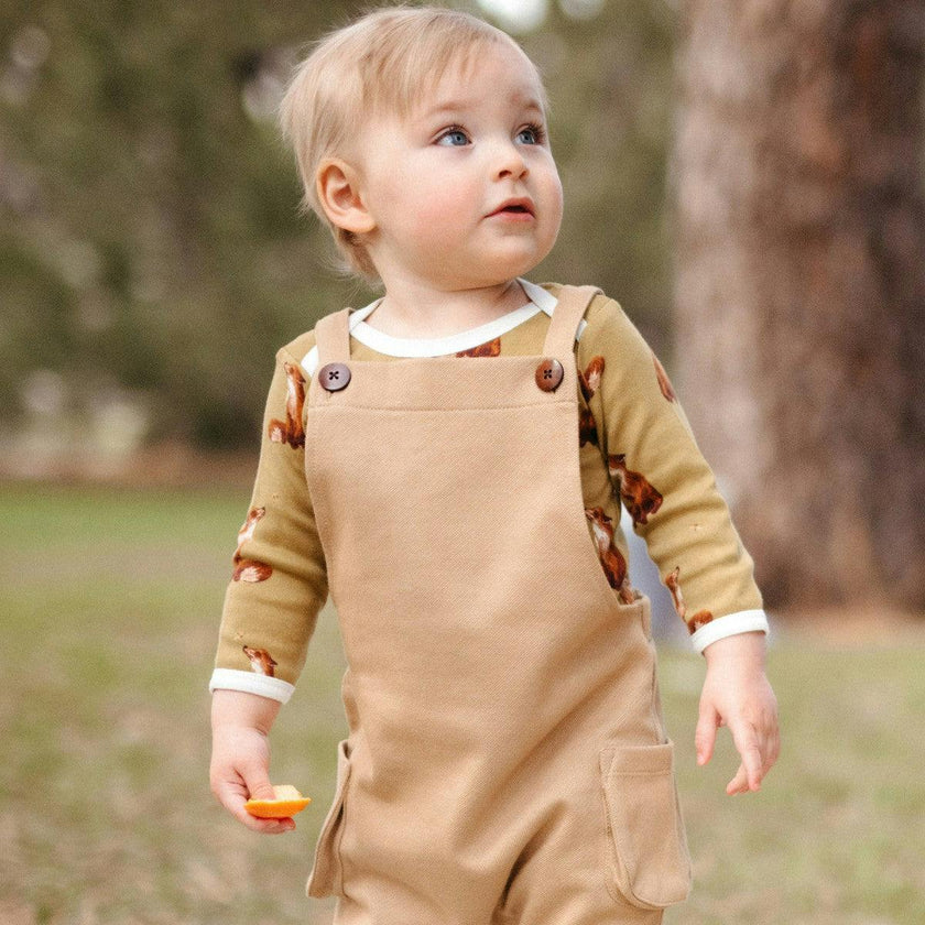 Gold Organic Cotton Long Sleeve One Piece