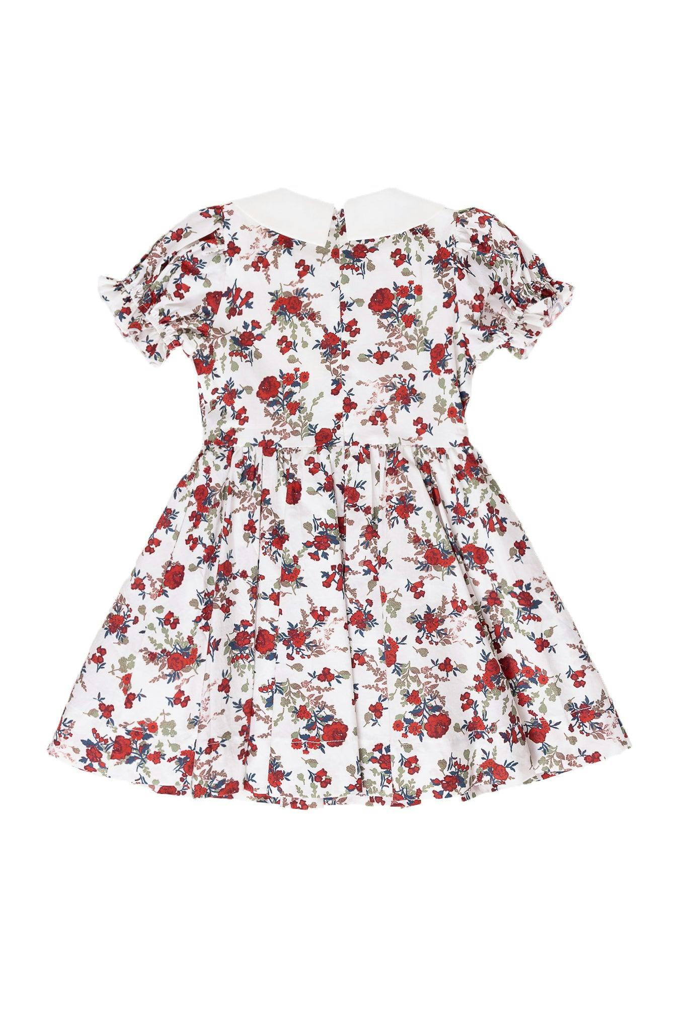 Mini Aveline Dress in Red & Green Rustic Floral