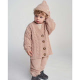 Baby Fuzzy Ribbed V-Neck Cardigan