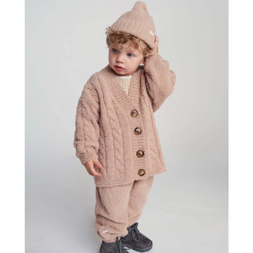 Baby Fuzzy Ribbed V-Neck Cardigan