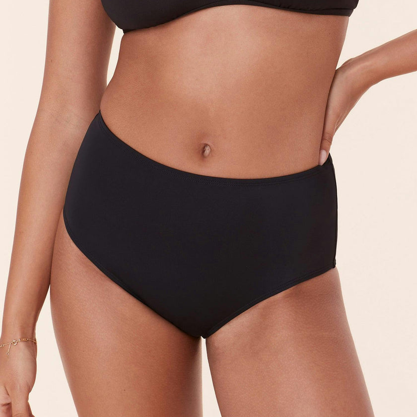 The High Waist Bikini Bottom - Eco Nylon - Black