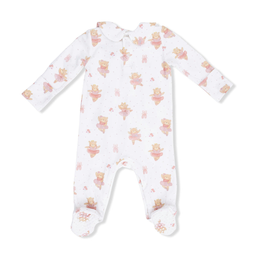 Teddy Bear Ballerina - Smocked Peter Pan Snap Footie
