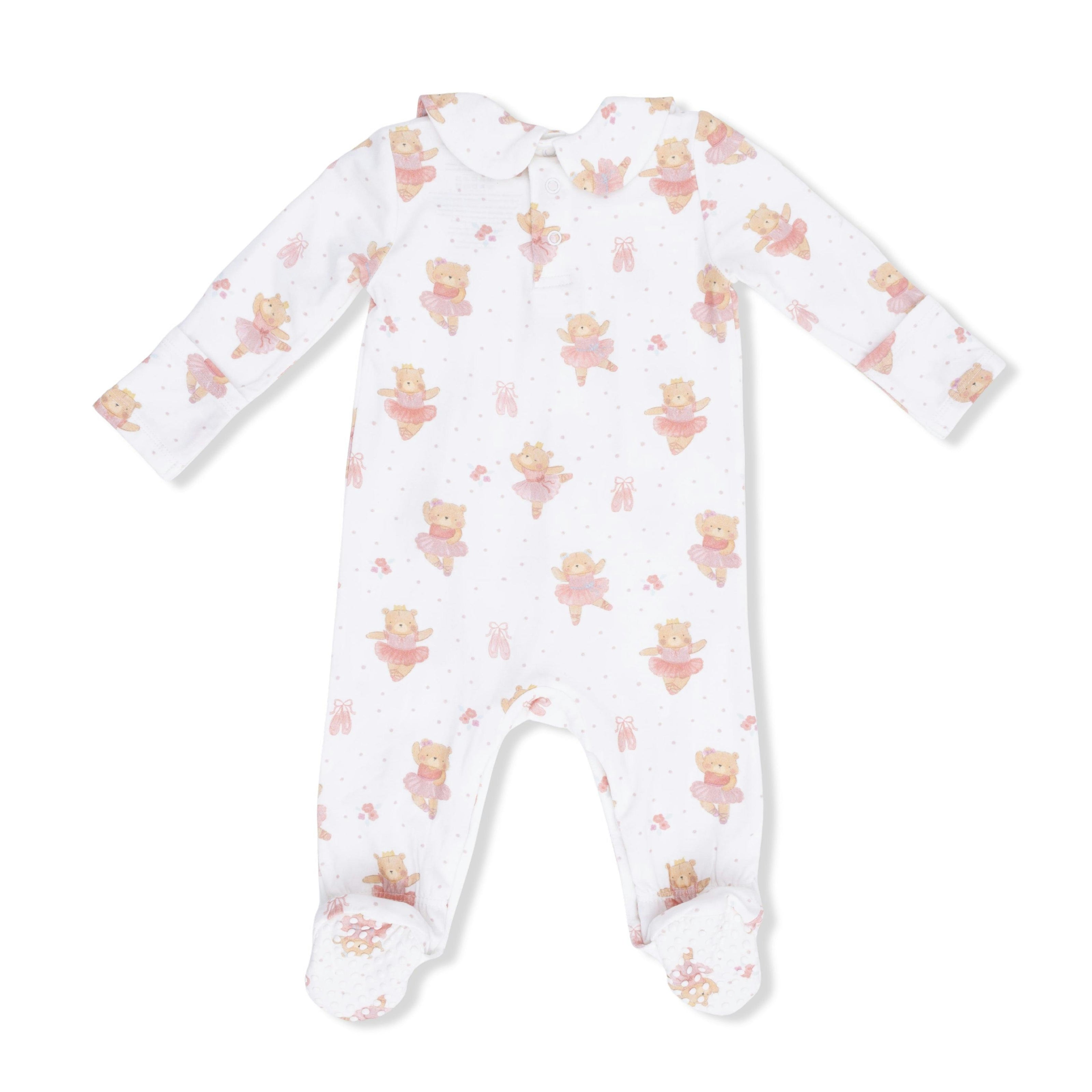 Teddy Bear Ballerina - Smocked Peter Pan Snap Footie