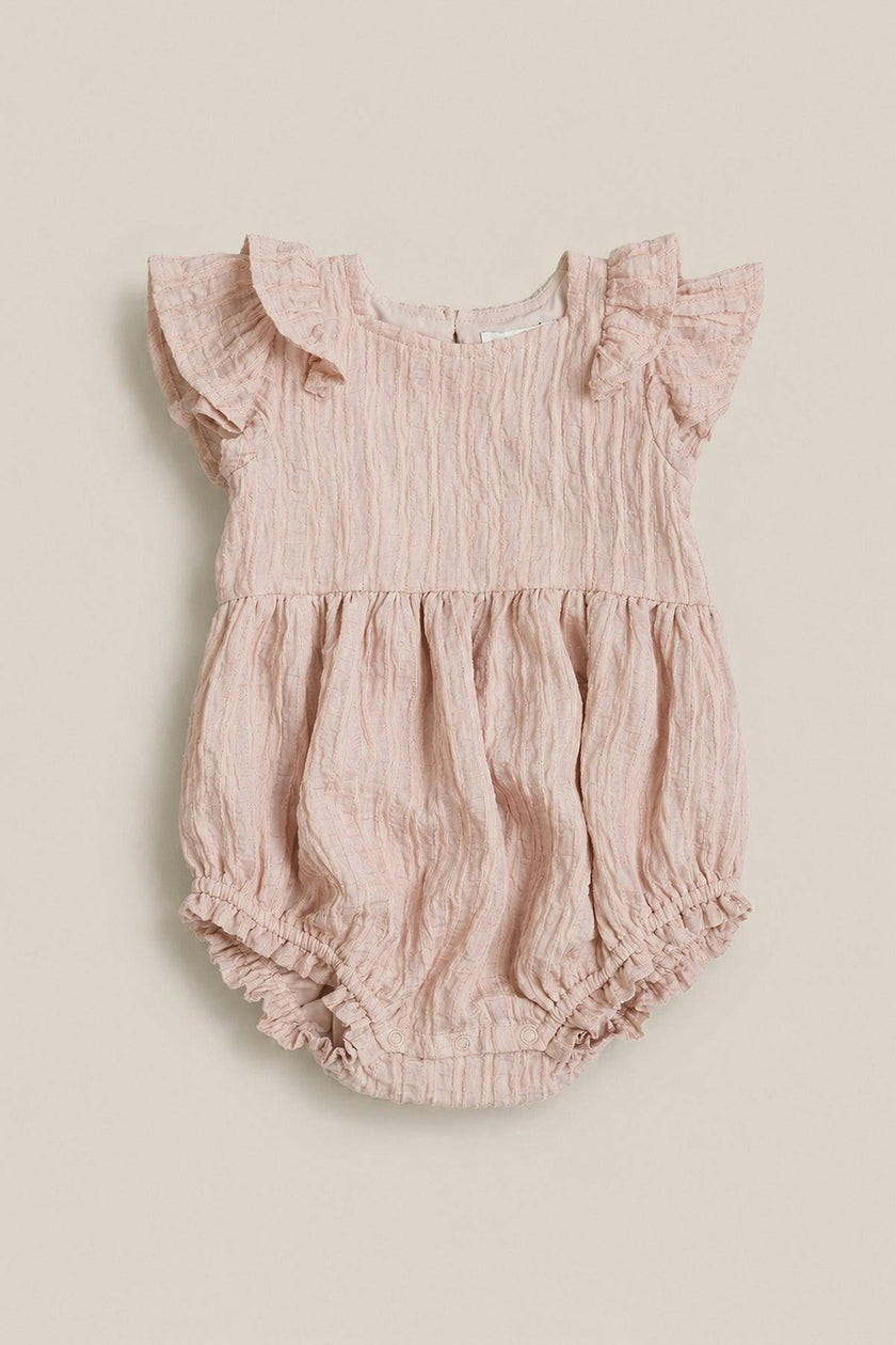 Baby Hattie Romper in Pink Stripes