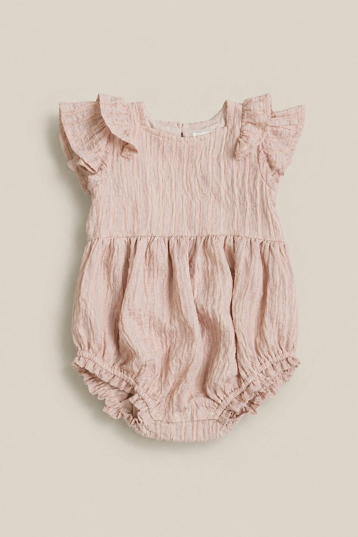 Baby Hattie Romper in Pink Stripes