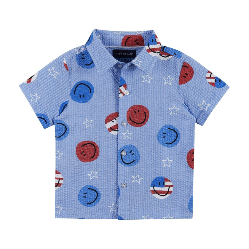Infant Boys Short Sleeve Seersucker Set | Patriotic Smiles