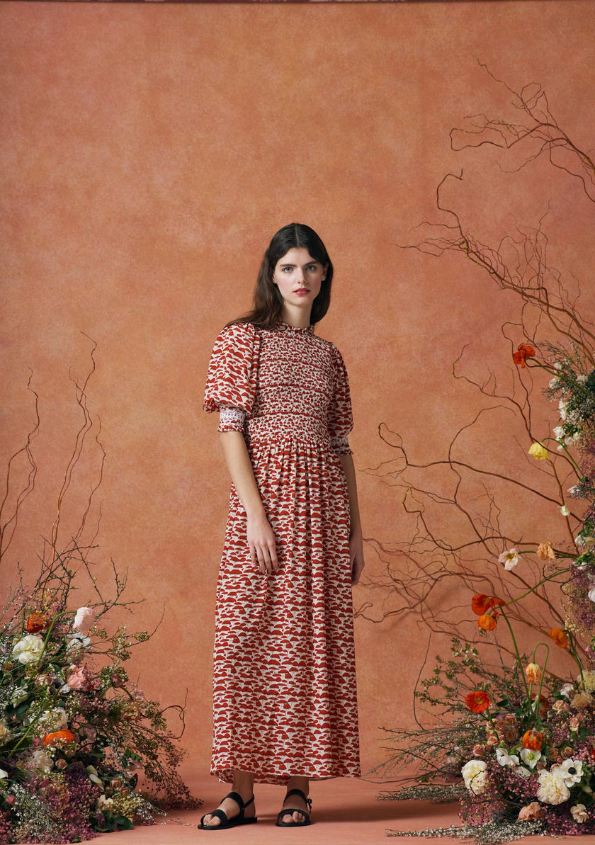 Julia Dress Silk Red Mushroom