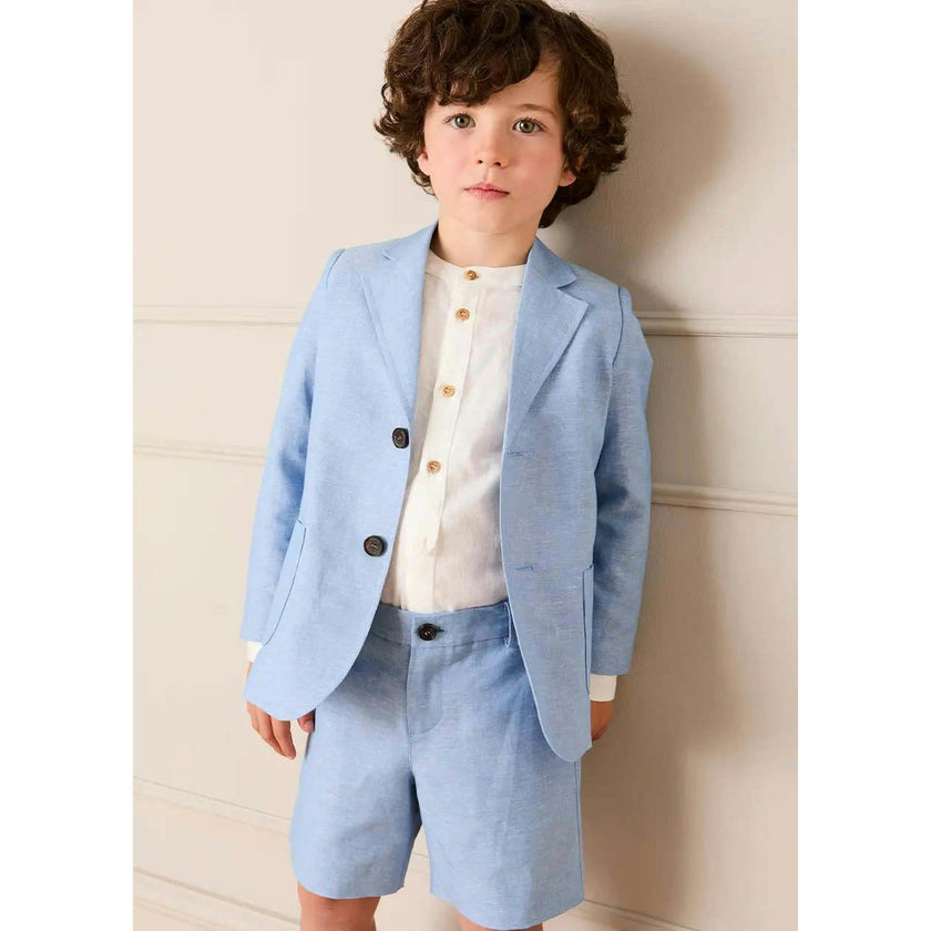Linen Blend Tailored Shorts in Sky Blue (4-10yrs)