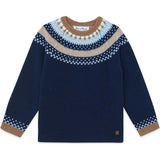 TARTINE ET CHOCOLAT WOOL ROUND NECK SWEATSHIRT - MARINE AND BROWN