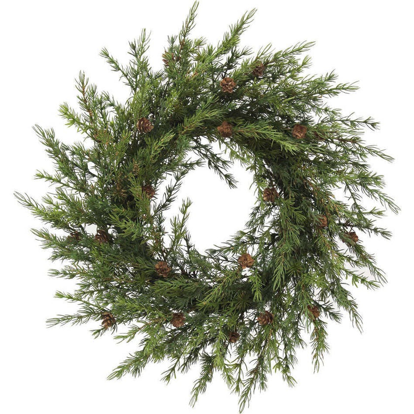 28" Artificial Pine Wreath with Pinecones