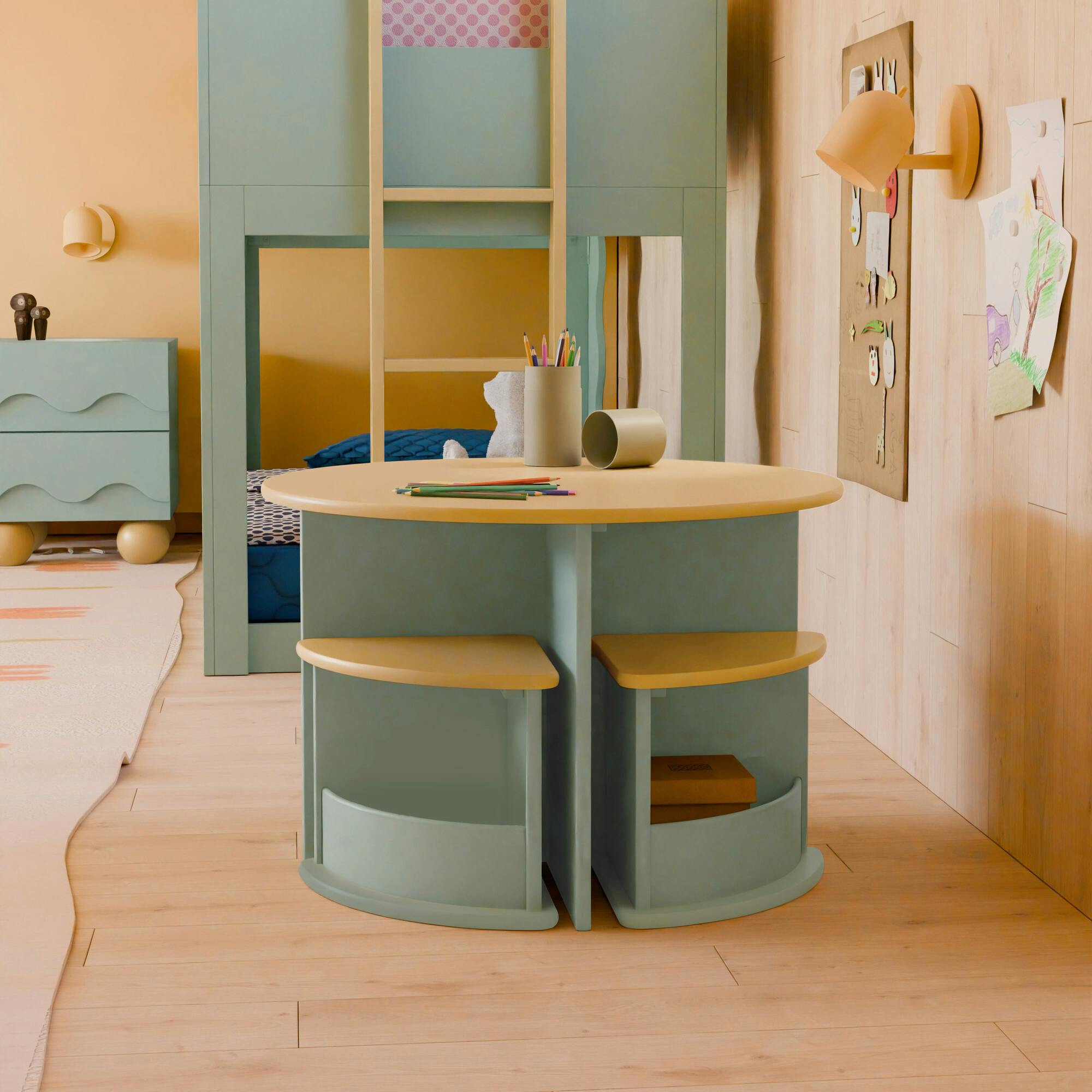 Nessa Nesting Play Table in Light Sage and Honey