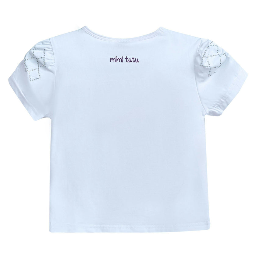 White Flowers Applique T-Shirt