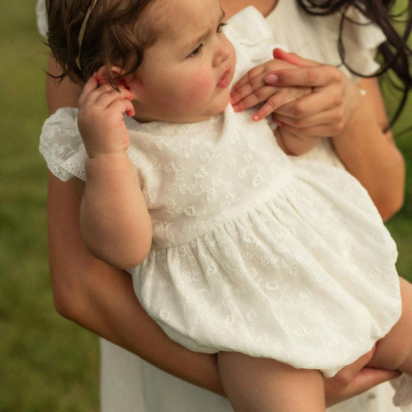 Baby Alaina Romper in Ivory