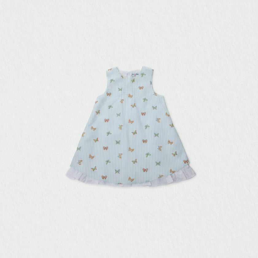 Elise Baby Dress Sleeveless, Aqua Blue Butterfly