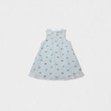 Elise Baby Dress Sleeveless, Aqua Blue Butterfly