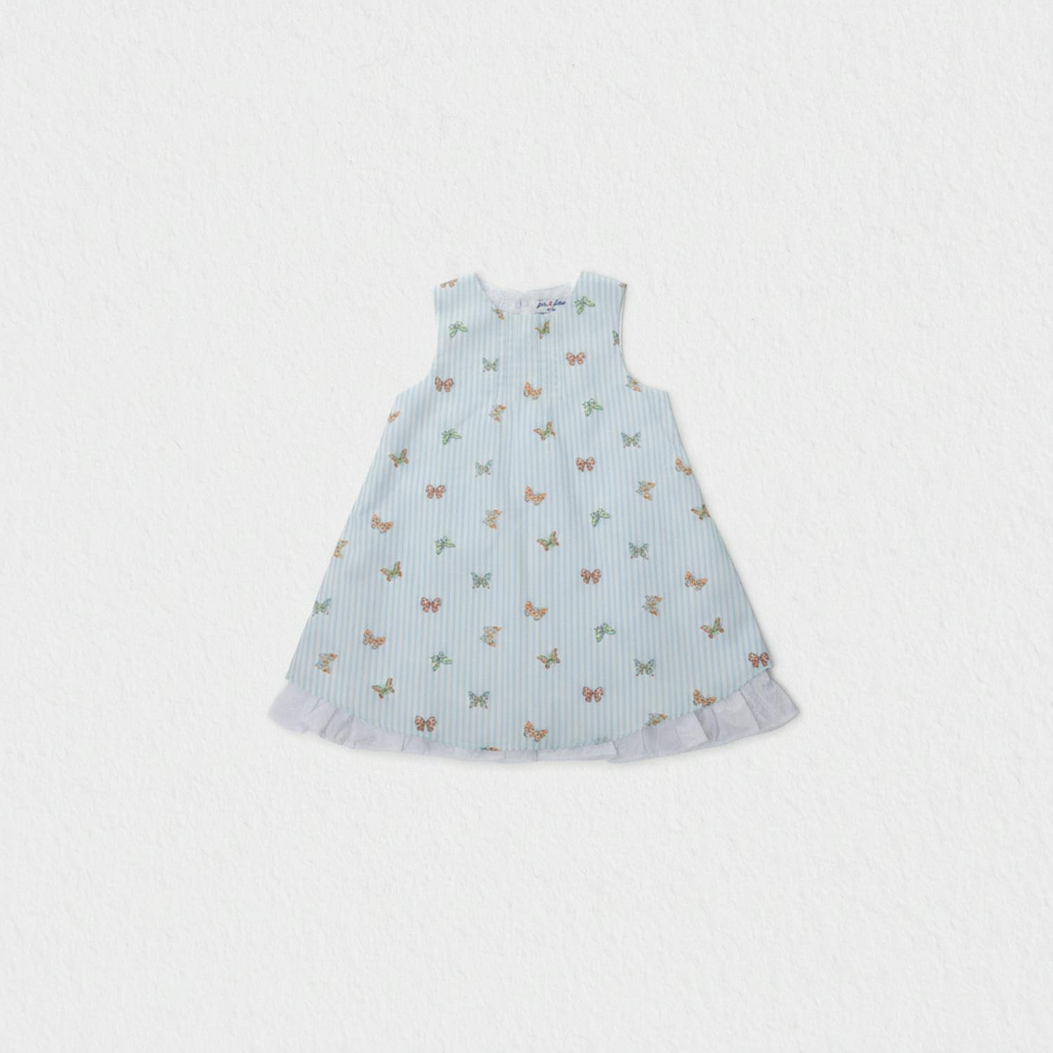 Elise Baby Dress Sleeveless, Aqua Blue Butterfly