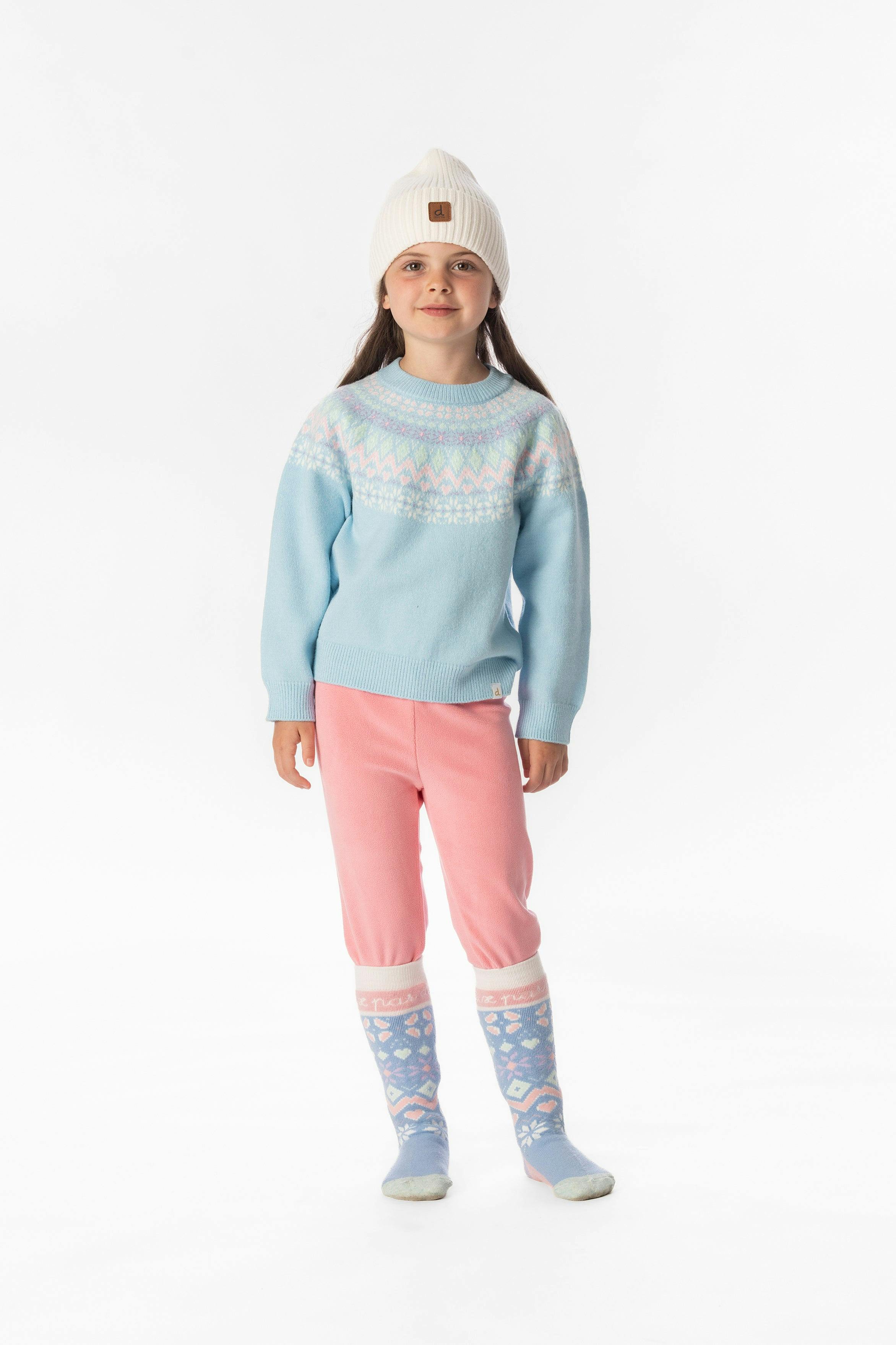 Knit Sweater With Nordic Jacquard Light Blue