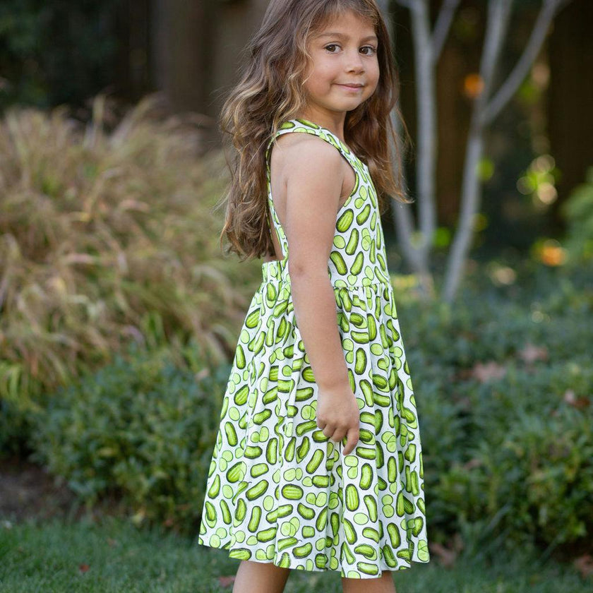 Cross Back Twirly Dress in Pickles