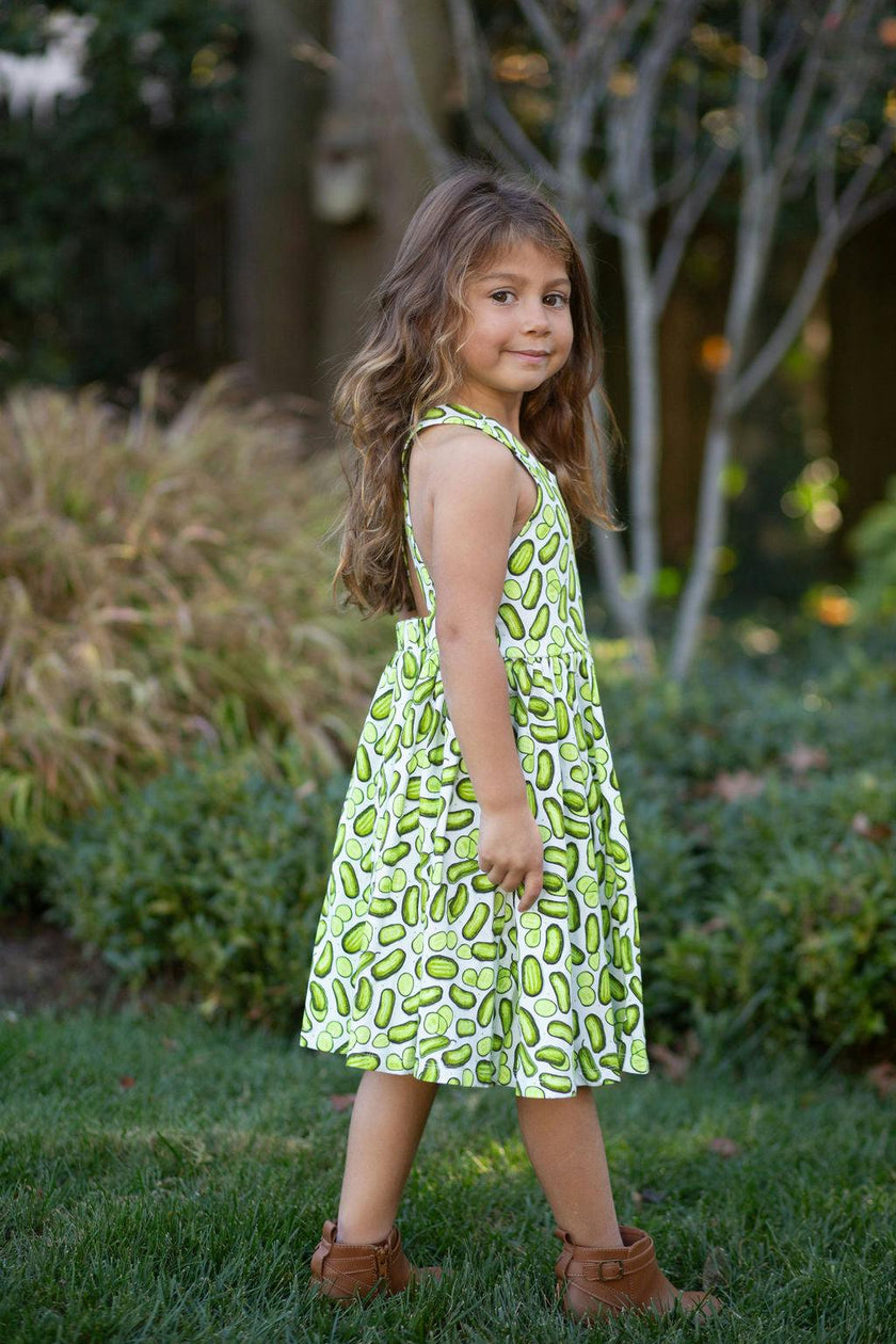 Cross Back Twirly Dress in Pickles