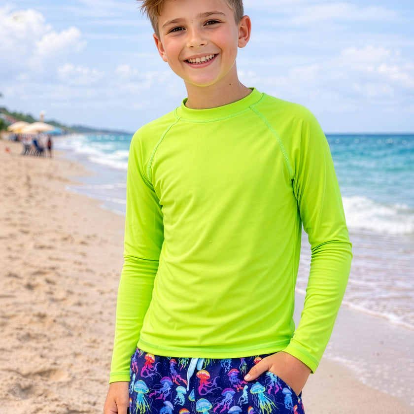Dylan Boys Neon Jellyfish Print Board Shorts