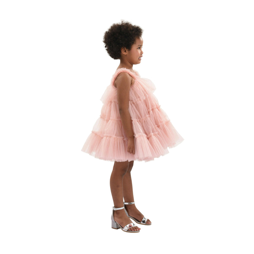 Light Pink Isoldea Tulle Ruffle Dress