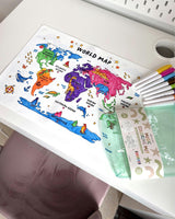 Magic Coloring Mat - Silicone Washable & Reversible Coloring Placemat and Markers Set