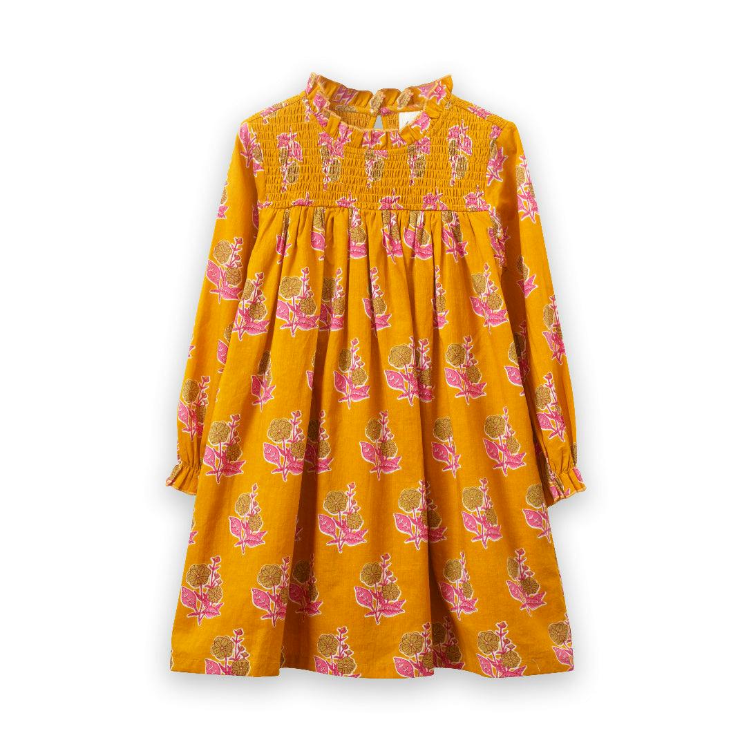 Smocked Long Sleeve Dress
