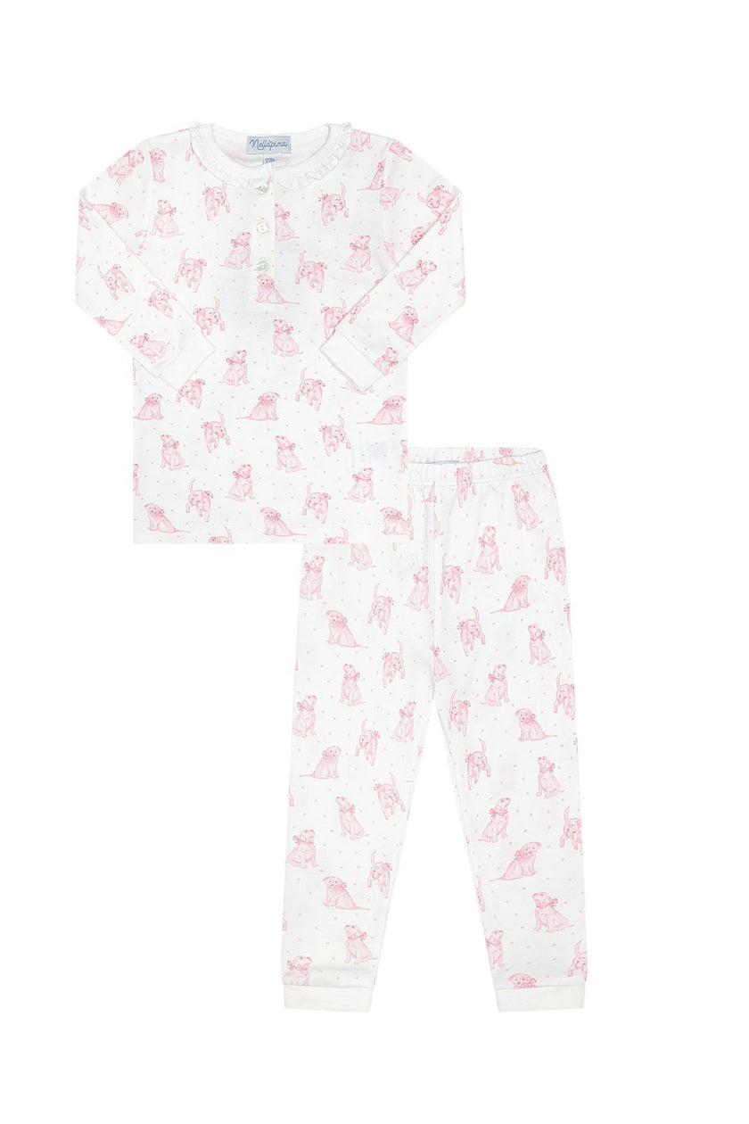 Pink Puppy Love Print Pajamas