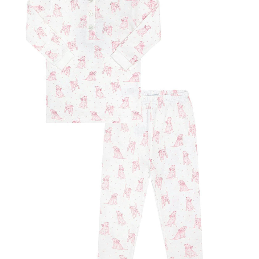 Pink Puppy Love Print Pajamas