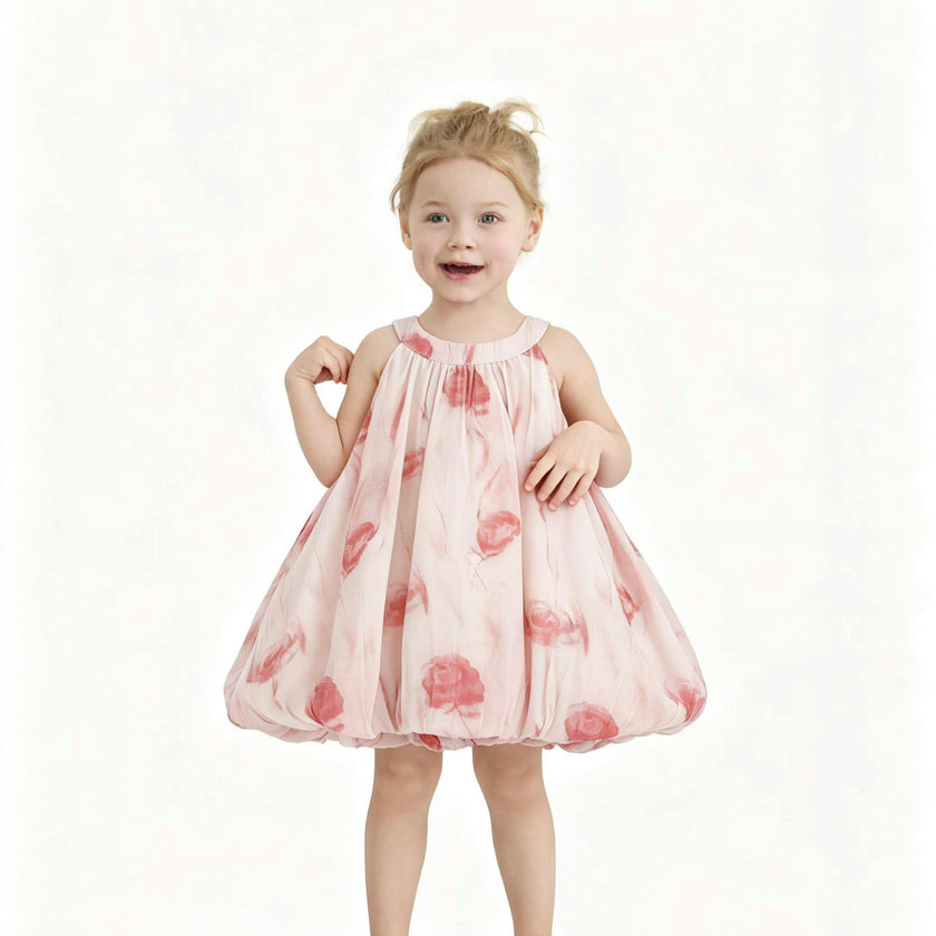 Pink Floral Balloon Dress