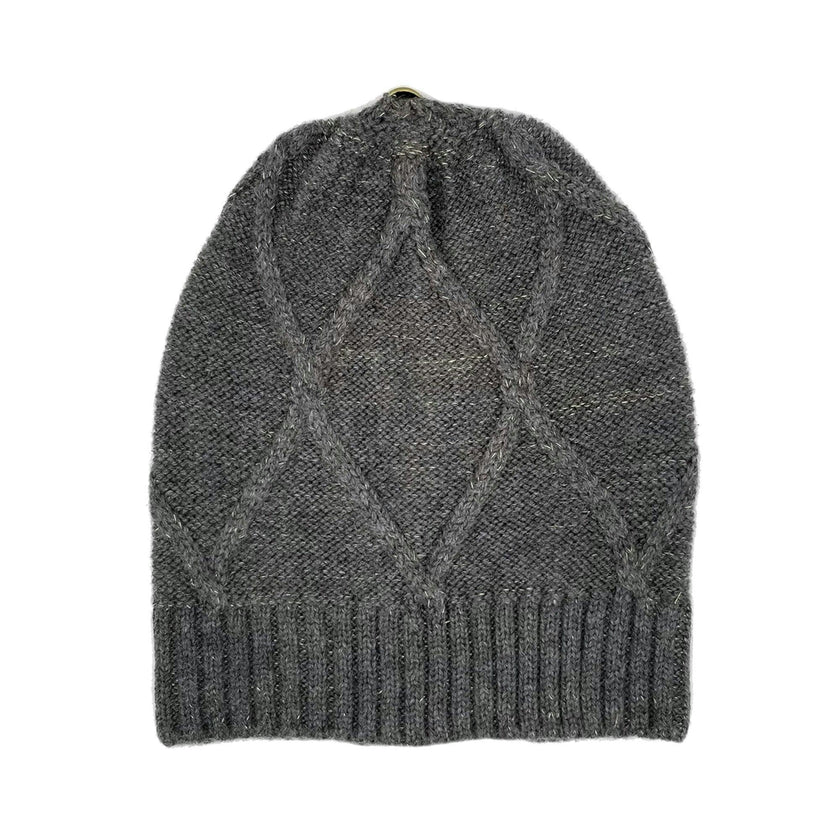 Diamond Lurex Knit Hat (Snap On Pom Sold Separately)